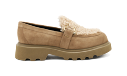 Mocassino con inserti in teddy BEIGE